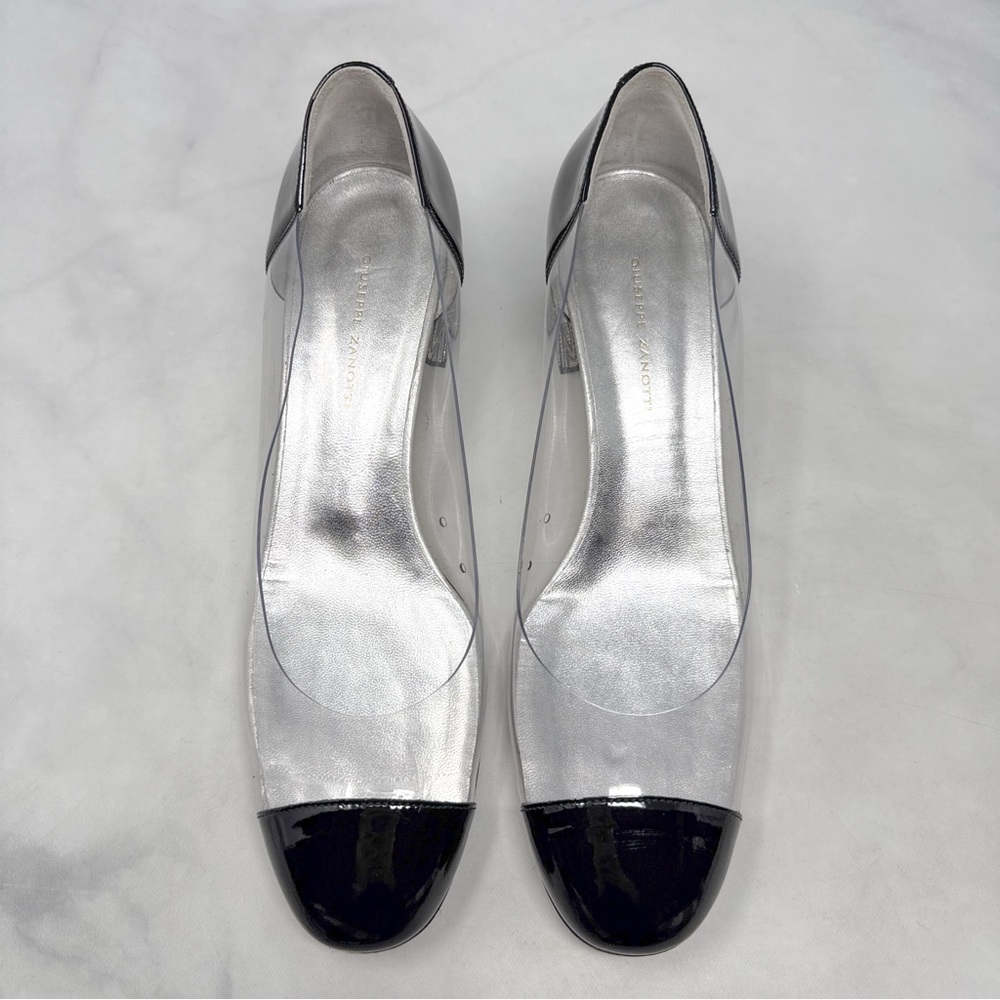 Giuseppe Zanotti Vitrum Clear Rhinestone Embellished Block Heel Pump Flats 40 - Picture 4 of 16